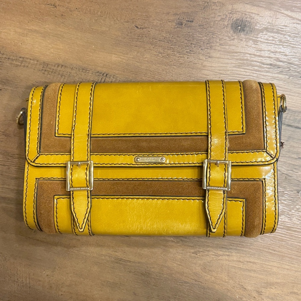 Burberry Yellow and Brown Clutch